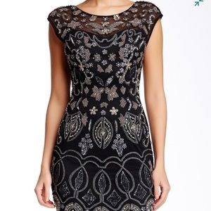 Lotus Thread Cap Sleeve Fleur de Lis Dress (M)